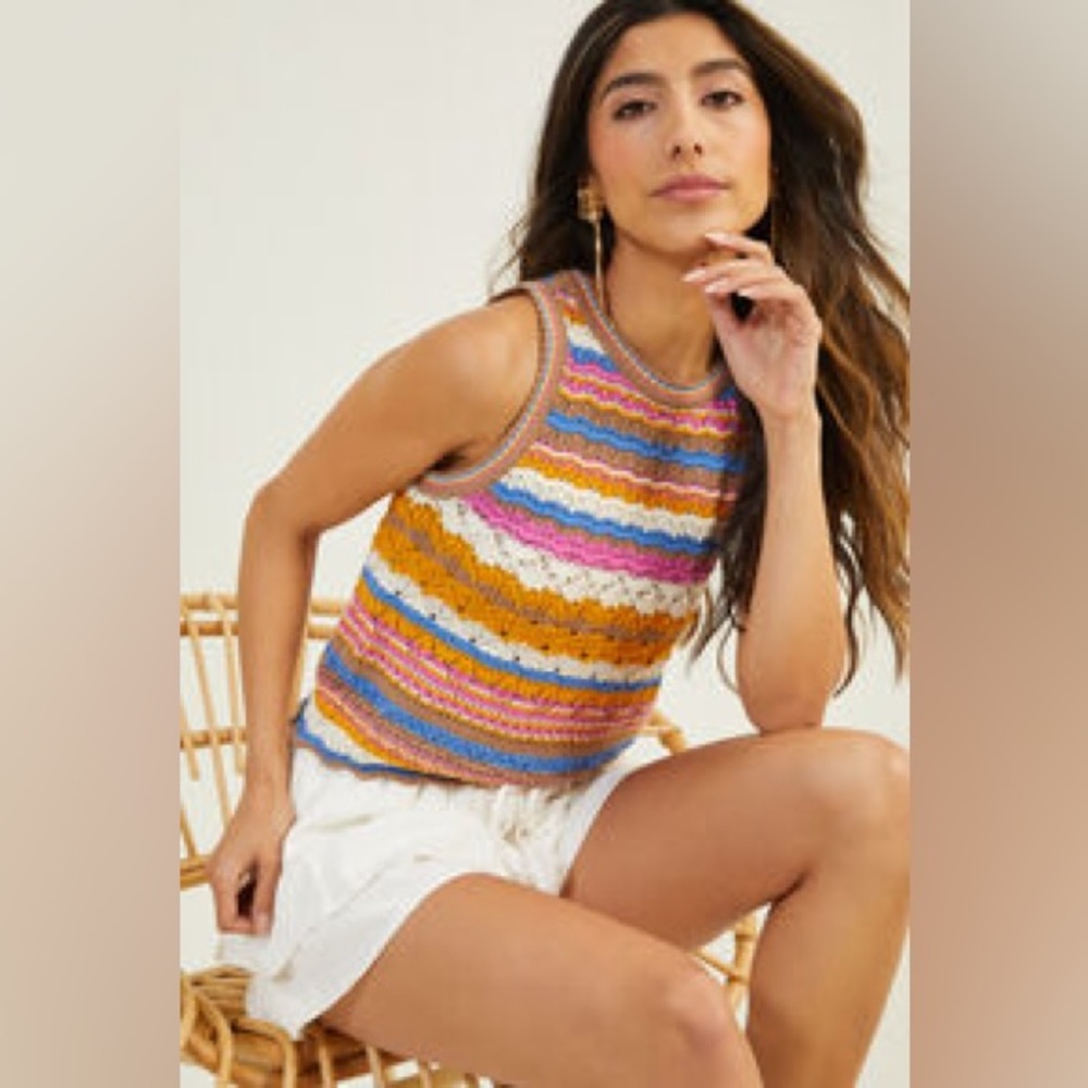 Altar'd State Bailee Striped Crochet Tank